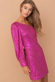 Fuchsia One Shoulder Sequin Dress