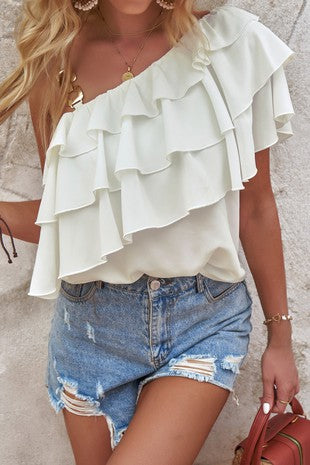 One shoulder Ruffle top