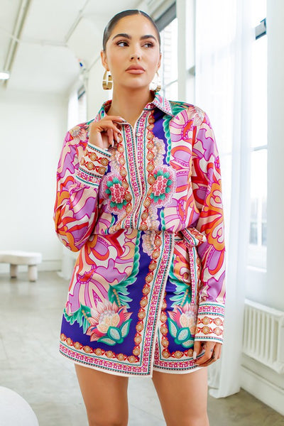 Printed Satin Set
