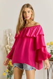 Triple layered ruffle top