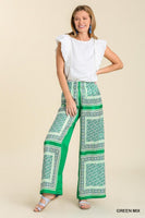 Scarf Print Wide Leg Pants